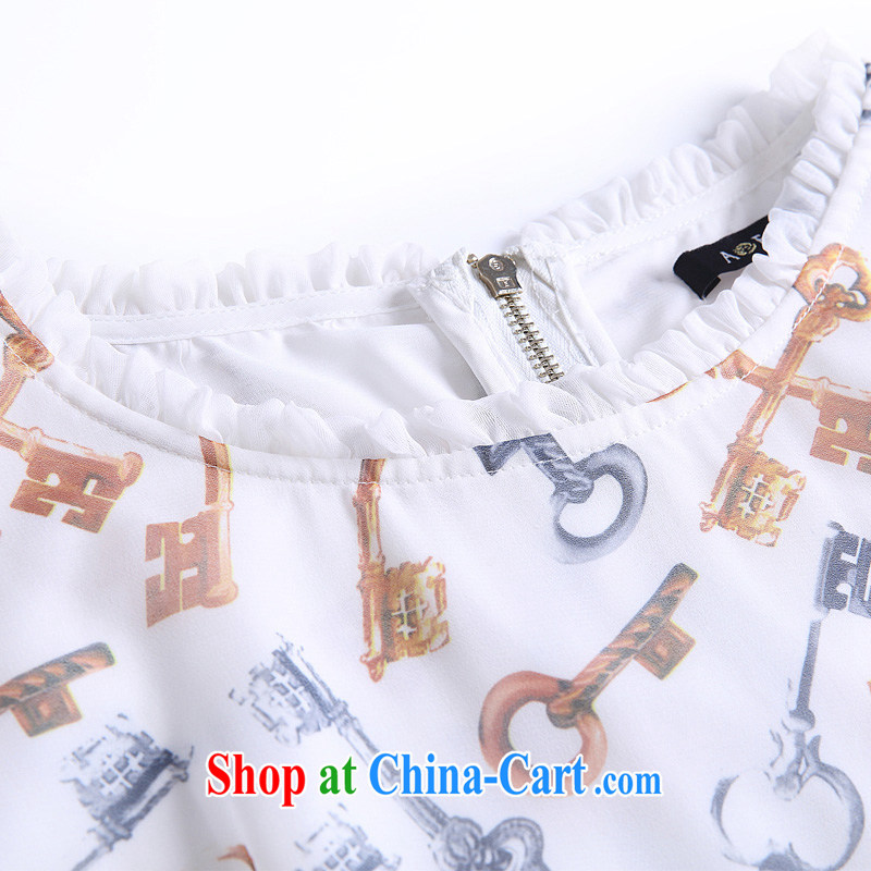 Connie's dream European and American high-end summer dresses and indeed increase, female 2015 summer new noble palace antique key stamp short-sleeved long skirt G 106 white XXXL, Connie dreams, shopping on the Internet