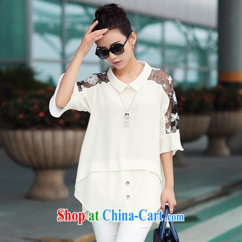 2015 summer new sections, dolls for stitching lace cuff large, snow-woven shirts shirt large, female Z 8805 white XXXXL, Purple lived (ZITANHUA), online shopping