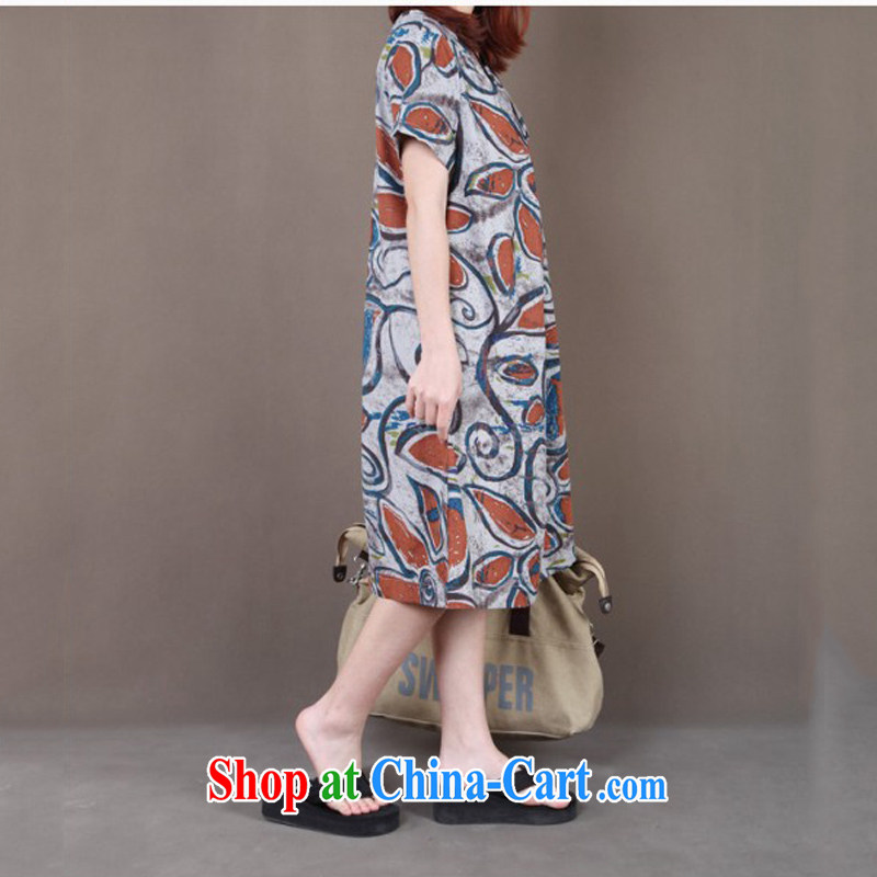 To Love, summer 2015 new female literary ripstop taffeta overlay wind loose the code for the stamp duty short-sleeved cotton Ma Lin Yi skirt gray XXL, to Oi-fong (QIAOAIFANG), online shopping