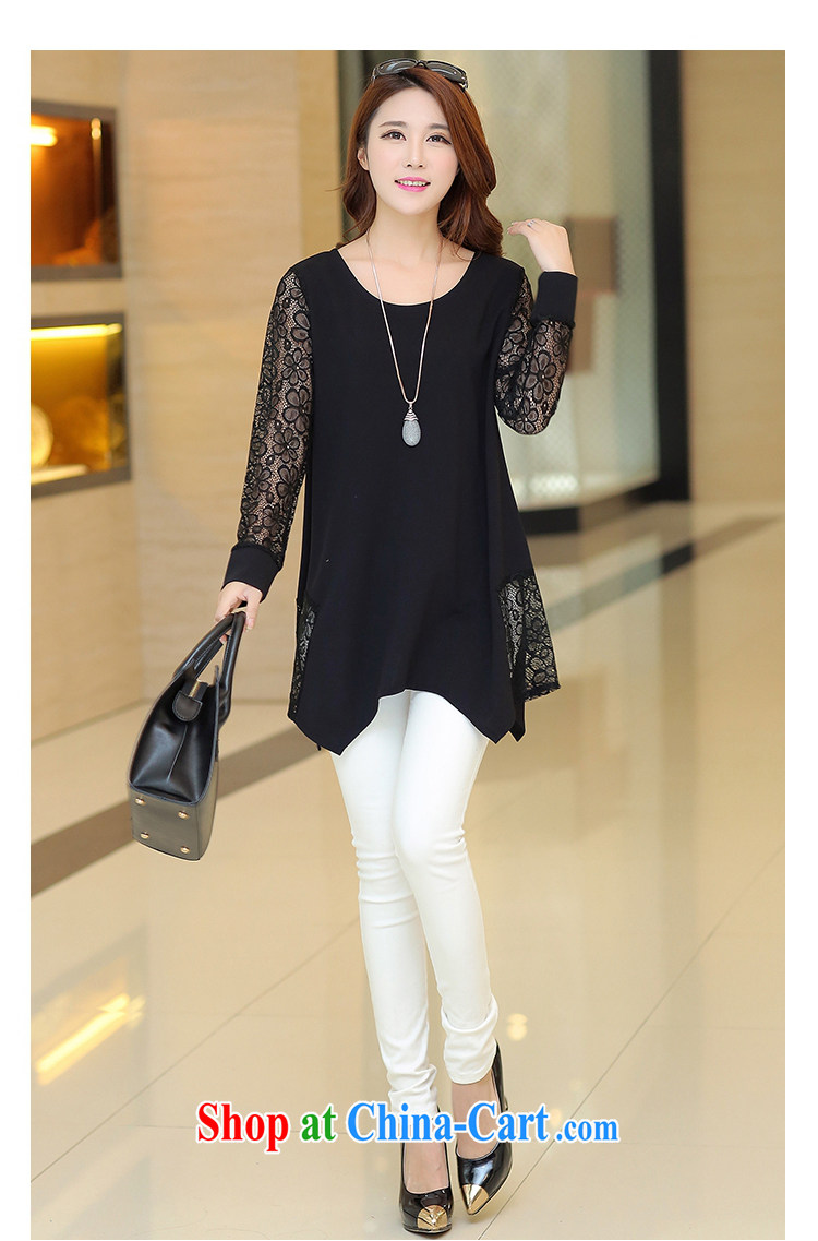 ZZ &FF 2015 summer new Korean version and indeed increase, female, long T-shirt lace stitching snow woven shirts black XXXXXL pictures, price, brand platters! Elections are good character, the national distribution, so why buy now enjoy more preferential! Health