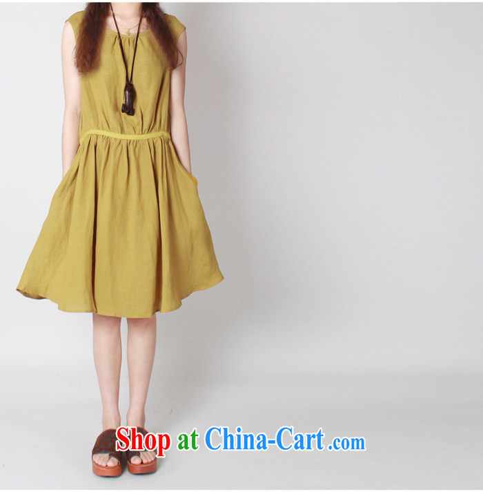Hwang Woo-suk Ling Feng 2015 summer new Korean loose the code ripstop taffeta overlay art graphics thin Large Cotton the sleeveless dresses girls yellow XL pictures, price, brand platters! Elections are good character, the national distribution, so why buy now enjoy more preferential! Health