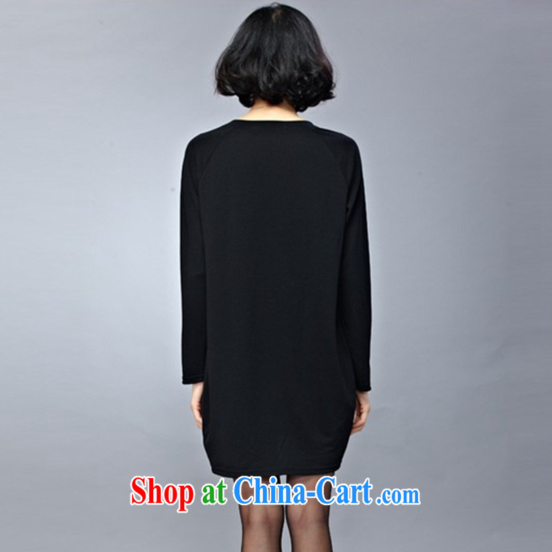 Cool cool 2015 spring loaded thick mm new, larger female T-shirt long-sleeved stamp duty, long, loose dress black XXXXL, cool cool (xuanshuang), online shopping
