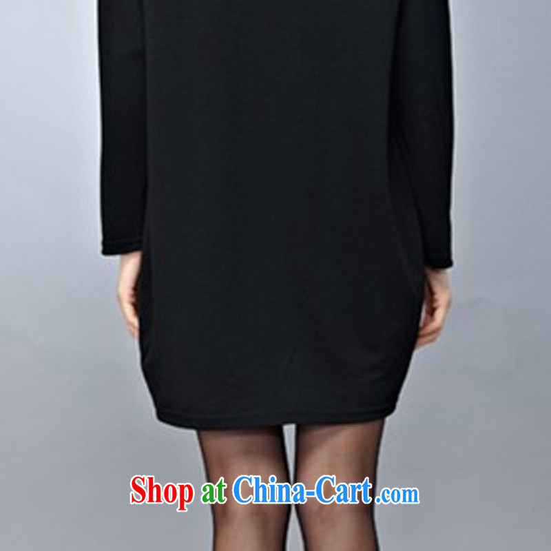 Cool cool 2015 spring loaded thick mm new, larger female T-shirt long-sleeved stamp duty, long, loose dress black XXXXL, cool cool (xuanshuang), online shopping