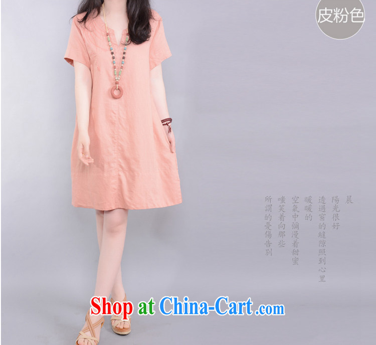 To Love, summer 2015 new female arts, loose the high fashion embroidered cotton Ma V collar short-sleeved clothing skirt leather pink XL pictures, price, brand platters! Elections are good character, the national distribution, so why buy now enjoy more preferential! Health