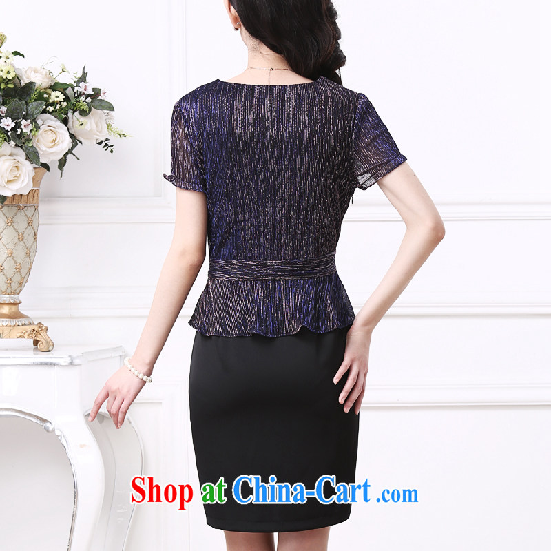 American Samoa, nice dresses 2015 summer new Snow woven beaded leave two OL temperament attire V collar package and blue-violet 3 XL, Samoa, nice (MONISIRR), online shopping