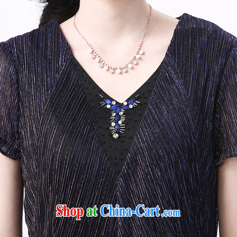 American Samoa, nice dresses 2015 summer new Snow woven beaded leave two OL temperament attire V collar package and blue-violet 3 XL, Samoa, nice (MONISIRR), online shopping