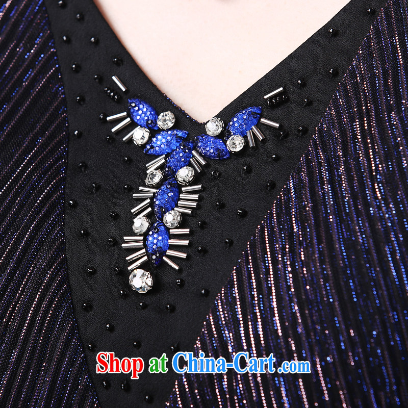 American Samoa, nice dresses 2015 summer new Snow woven beaded leave two OL temperament attire V collar package and blue-violet 3 XL, Samoa, nice (MONISIRR), online shopping