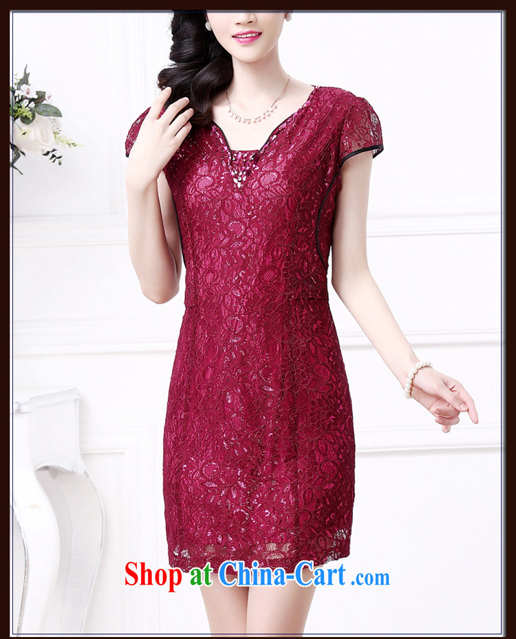 Moses, nice 2015 summer new, larger wedding with lace short-sleeved dresses dress Red Beauty lace inserts drill skirt red 4 XL pictures, price, brand platters! Elections are good character, the national distribution, so why buy now enjoy more preferential! Health