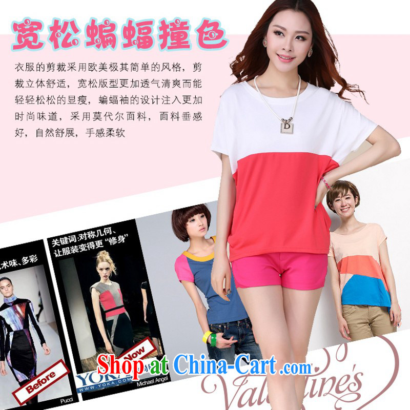 Package Mail Delivery Korean leisure bat T-shirt T shirts 2015 new summer spell color T-shirt with short sleeves, generation, breathable 100 on board the Code T shirt pink 3 XL approximately 160 - 190 jack, constitution, Jacob (QIANYAZI), online shopping