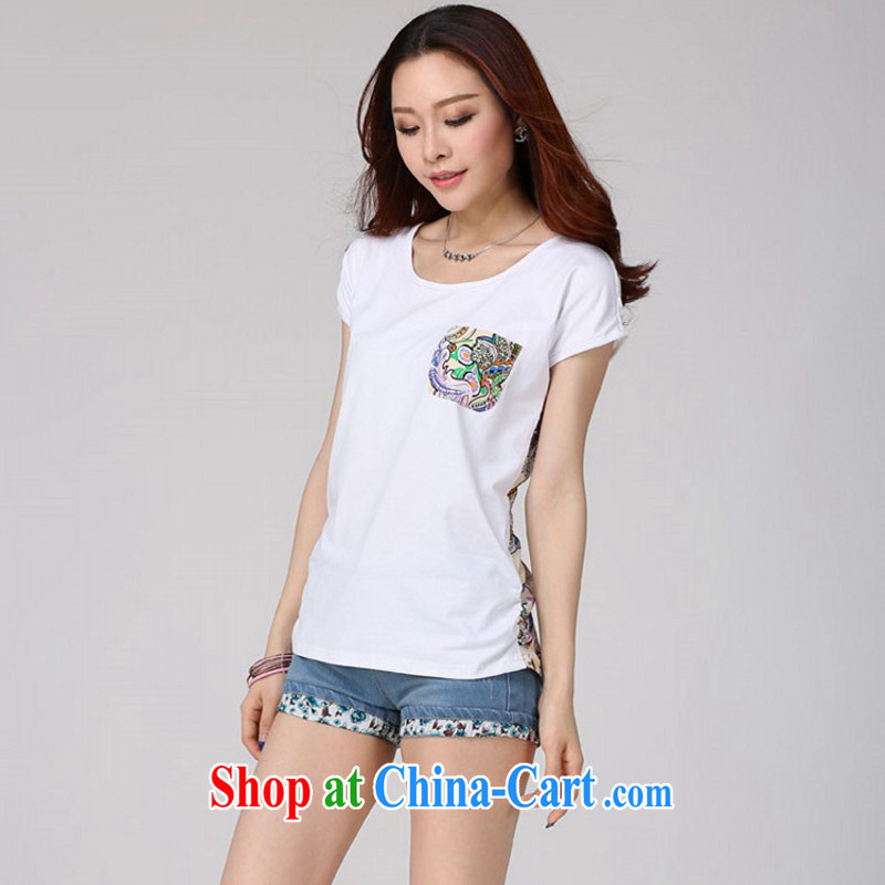 Package Mail Delivery sweet simple small T pension increase, Stylish retro stamp duty cotton stitching short-sleeve T-shirt 2015 new graphics thin 100 ground T shirt gray 4 XL approximately 160 - 175 jack, constitution, Jacob (QIANYAZI), online shopping