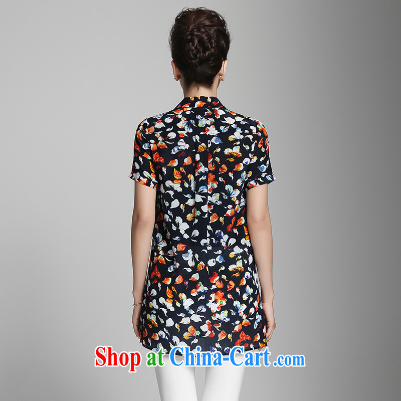 The Mak is the female 2015 summer new, thick mm stylish knocked color floral short-sleeve shirt 952013230 6 suit XL, slim Mak, shopping on the Internet