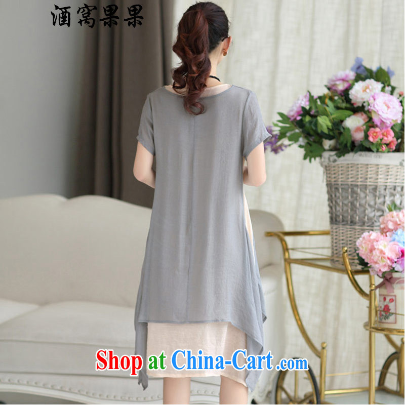 The Sarajevo while chasing 2015 spring and summer new, large, female retro cotton mA short-sleeved loose A Field dresses B 9616 gray XXL, wine Wo while chasing, shopping on the Internet