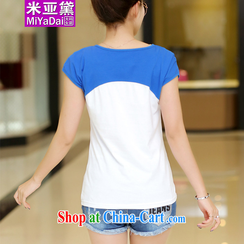 The Estee Lauder maximum code female summer mm thick short-sleeved T-shirt Han version graphics thin ethnic wind stamp thick sister short-sleeved T-shirt and indeed 200 Jack girl blue 4 XL (160 - 180 ) jack, the Doi (MIYaDai), online shopping