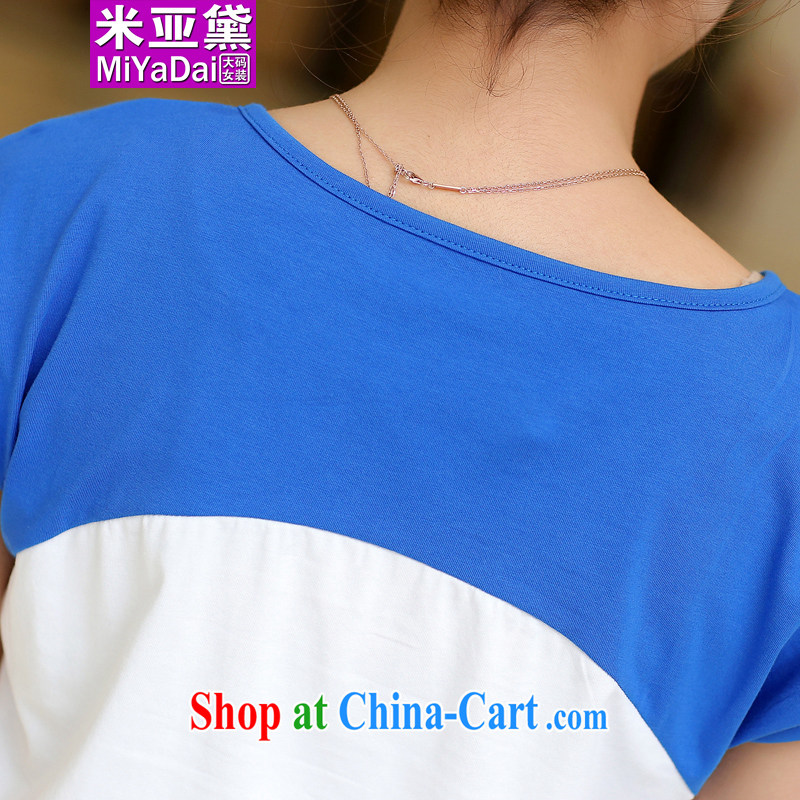 The Estee Lauder maximum code female summer mm thick short-sleeved T-shirt Han version graphics thin ethnic wind stamp thick sister short-sleeved T-shirt and indeed 200 Jack girl blue 4 XL (160 - 180 ) jack, the Doi (MIYaDai), online shopping
