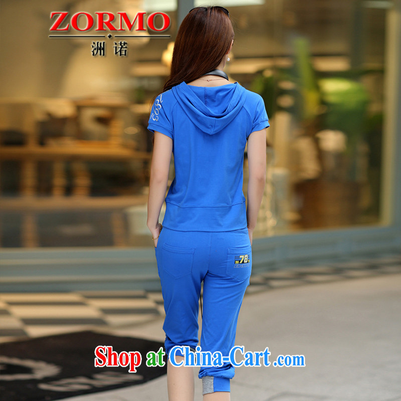 ZORMO Korean version the code female Leisure package thick mm King Size T-shirt +7 pants 2-piece set campaign kit blue 5 XL 180 - 200 jack, ZORMO, shopping on the Internet