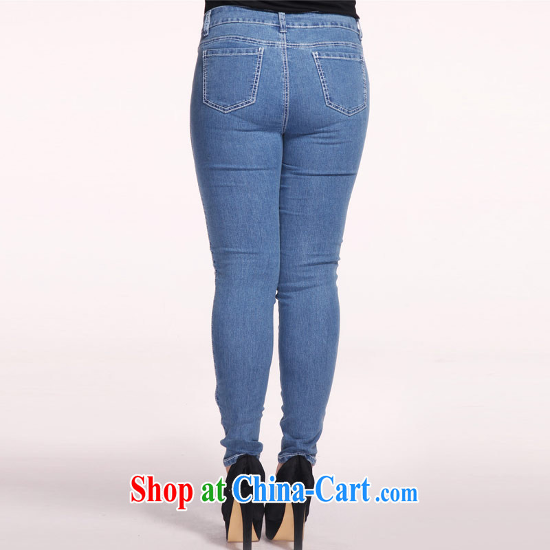 Hi Princess slave new summer, indeed the XL girls stylish hole cotton stretch castor jeans M 98,769 blue 40 180 Jack the following concept, hi Maria slavery, and shopping on the Internet