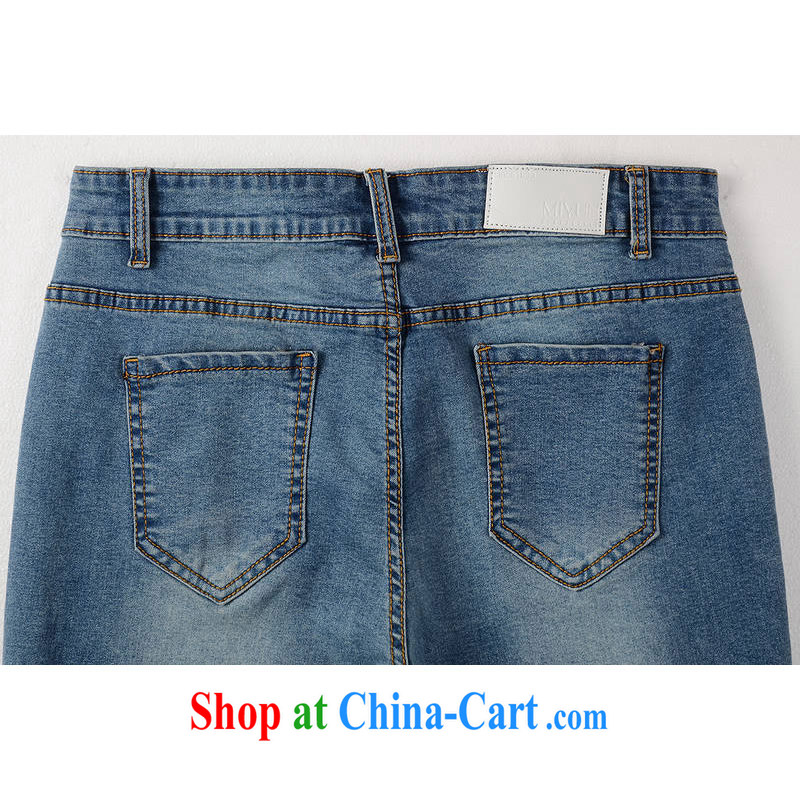 Hi Margaret slavery summer new thick sister larger female decoration, graphics skinny legs jeans card pattern 9 pants M 21,179 blue 40 yards, hi Marguerite was slavery, and shopping on the Internet