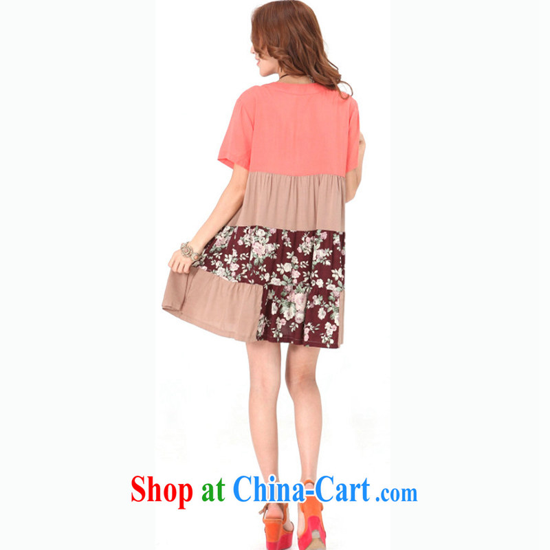 To Love, summer 2015 new arts van XL women loose video thin floral cotton Ma V collar short-sleeved clothing skirt orange XXL, to love-fang (QIAOAIFANG), online shopping