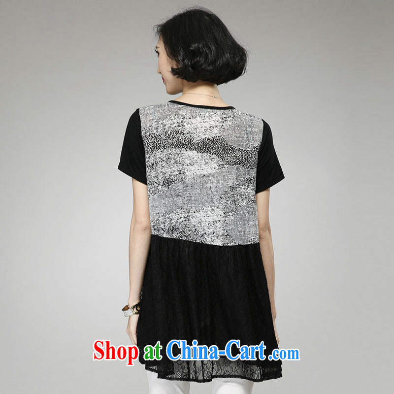 The Gore level, Korean edition 2015 summer new, larger women mm thick snow woven stitching lace dress black 2 XL, the United States and the quality products, and shopping on the Internet