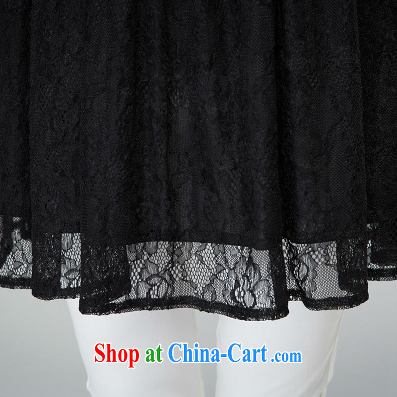 The Gore level, Korean edition 2015 summer new, larger women mm thick snow woven stitching lace dress black 2 XL, the United States and the quality products, and shopping on the Internet