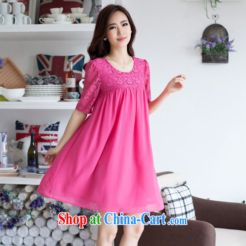 From here you can summer 2015 new Korean version the FAT and FAT people video Thin women with loose lace snow woven dresses of 6311 red (the belt) XXXL (too small a code), can be debated here (KOSHION), online shopping