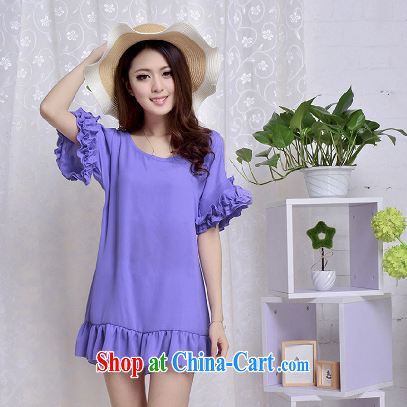 Here is the 2015 code ladies summer wear new, mm thick Korean version loose video thin short-sleeved snow woven double-yi skirt summer 2057 purple 6 XL, here (KOSHION), online shopping