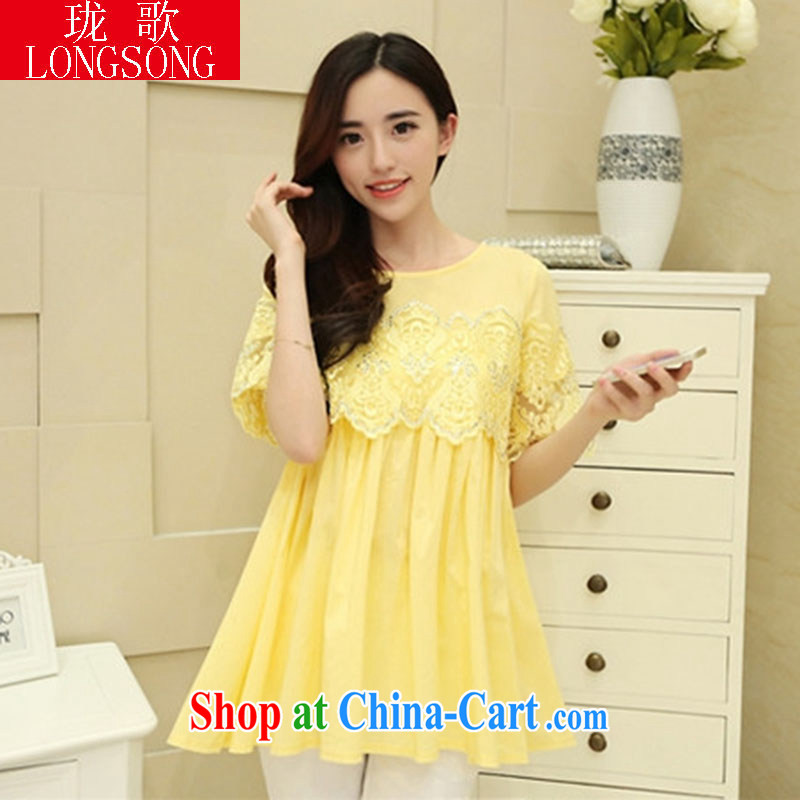 Vicky Ling Song summer 2015 new aura, the code hook take dresses Mrs female L 2013 yellow S