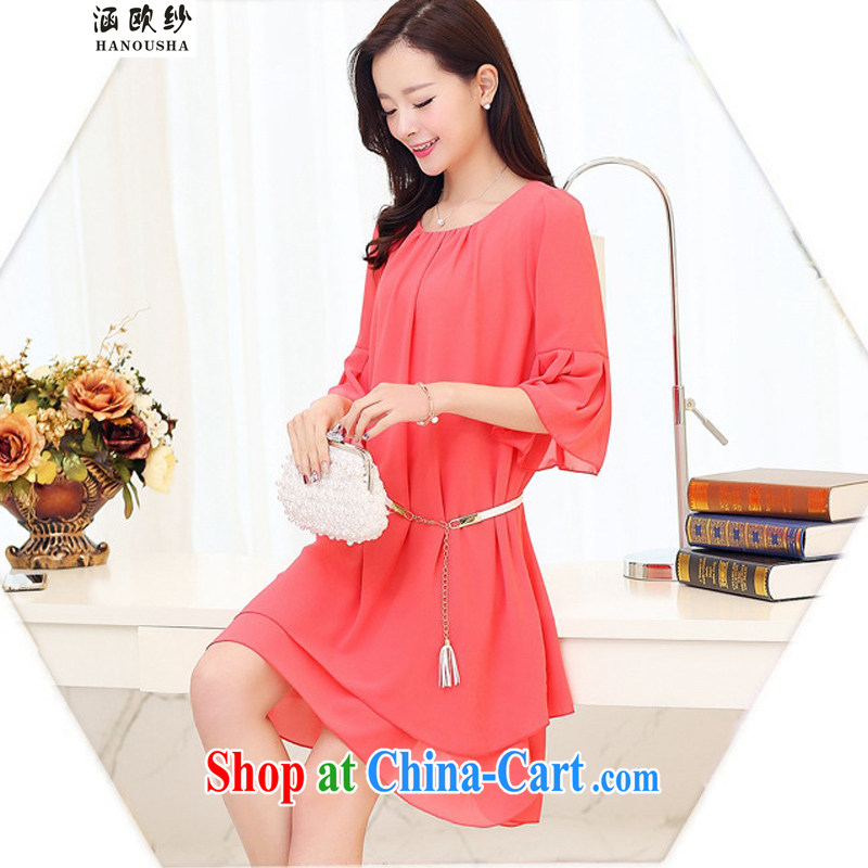 COVERED BY THE 2015 spring new and indeed XL women mm thick pregnant graphics thin flouncing cuff dress graphics thin red XL, covering the yarn (Hanousha), online shopping