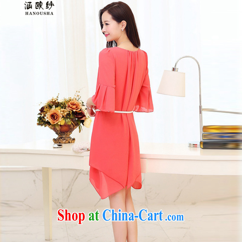 COVERED BY THE 2015 spring new and indeed XL women mm thick pregnant graphics thin flouncing cuff dress graphics thin red XL, covering the yarn (Hanousha), online shopping