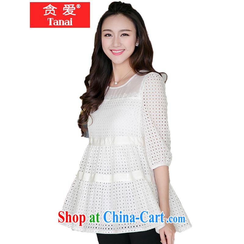 loved the Code women 2105 spring and summer new thick MM graphics thin Openwork lace stitching Web yarn 7 T sleeves shirt, long, on women 5016 white 4XL, loved (Tanai), shopping on the Internet