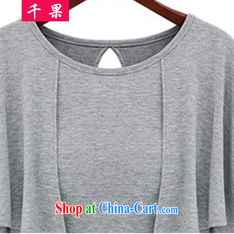 1000 summer fruit with new women with large, short-sleeved video thin T-shirt in Europe and indeed the XL leisure solid T-shirt thick mm stylish beauty T-shirt 1169 gray 2 XL recommendations 135 - 150 jack, 1000 fruit (QIANGUO), online shopping