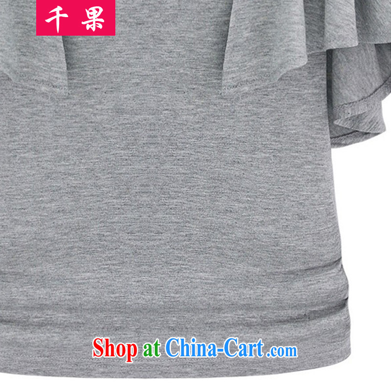 1000 summer fruit with new women with large, short-sleeved video thin T-shirt in Europe and indeed the XL leisure solid T-shirt thick mm stylish beauty T-shirt 1169 gray 2 XL recommendations 135 - 150 jack, 1000 fruit (QIANGUO), online shopping