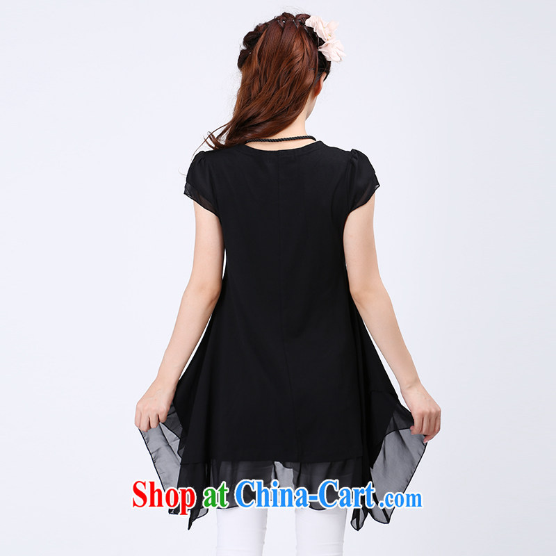 Laurie, flowers on her sister and ventricular hypertrophy, female T shirts thick mm 2015 summer, long, snow-woven shirts 6757 black 6 XL, Shani Flower (Sogni D'oro), online shopping