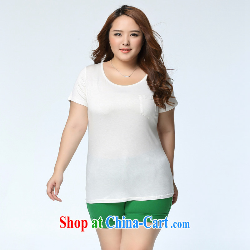 The Erez thick mm larger women 2015 New solid T-shirt loose video thin short-sleeved T shirt plain white thick sister 1113 white 3XL (recommended chest of 126 cm), the Erez. mark (OLAZY . MARK), online shopping