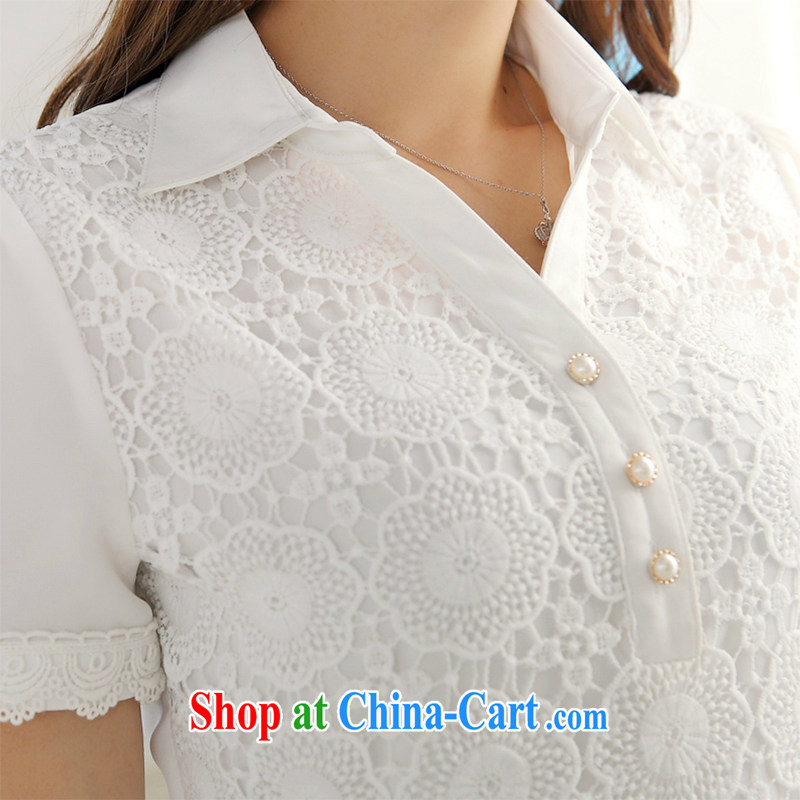 Jade clothing and swords into plowshares the fat sister summer lace shirt and indeed increase, female 200 Jack video thin short-sleeved snow woven shirts white 3XL, Jade Yi Shu, and shopping on the Internet