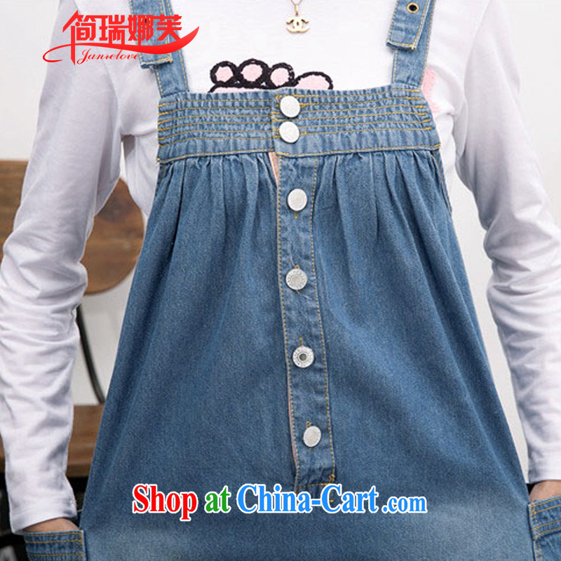 In short, would be the 2015 spring and summer new Korean version loose the code thick MM cowboy back with skirt GALLUS DRESS pregnant women dress women J 692 sky blue 3 XL, in short, would be (Janrelove), and shopping on the Internet