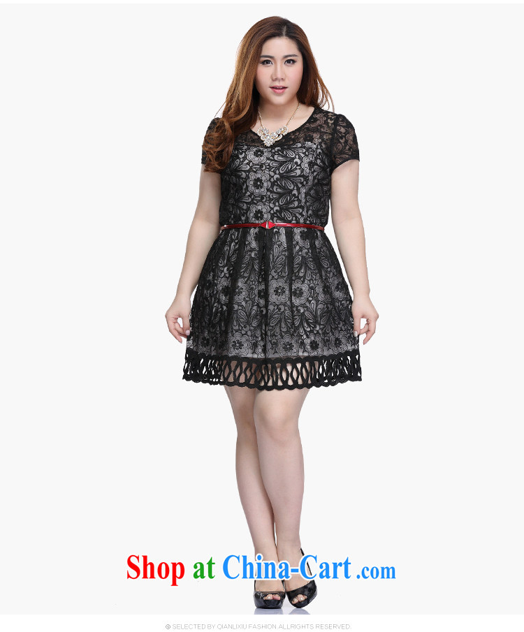 Slim LI Sau 2015 summer new, larger female Openwork lace fluoroscopy round-collar short-sleeve dresses Q 7511 blue 3 XL pictures, price, brand platters! Elections are good character, the national distribution, so why buy now enjoy more preferential! Health