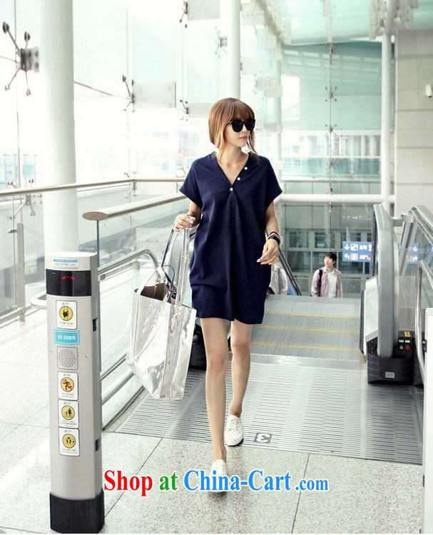 The sum 2015 summer Korean leisure large code female personality V for solid-colored loose solid color, long T shirts dresses 200 jack to wear picture color code pictures, price, brand platters! Elections are good character, the national distribution, so why buy now enjoy more preferential! Health