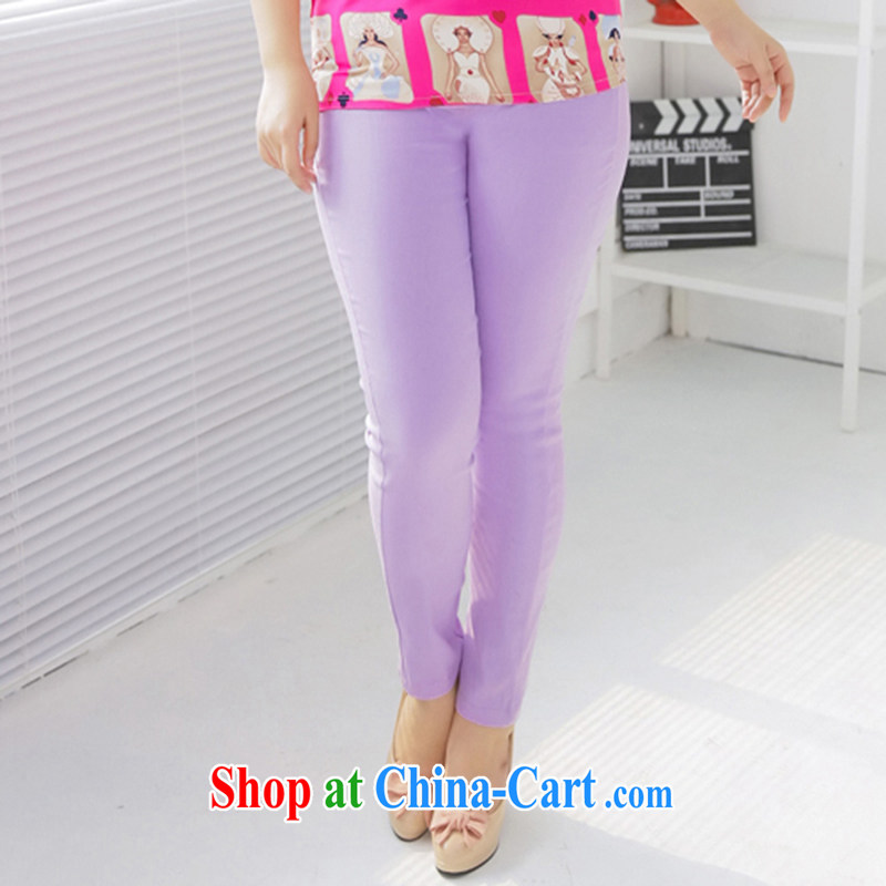 The Erez mark 2015 spring new and indeed intensify, Korean version 200 Jack fat sister, through solid Beauty Salon casual pants 4013 light purple XL _waist 76 - 96 cm_