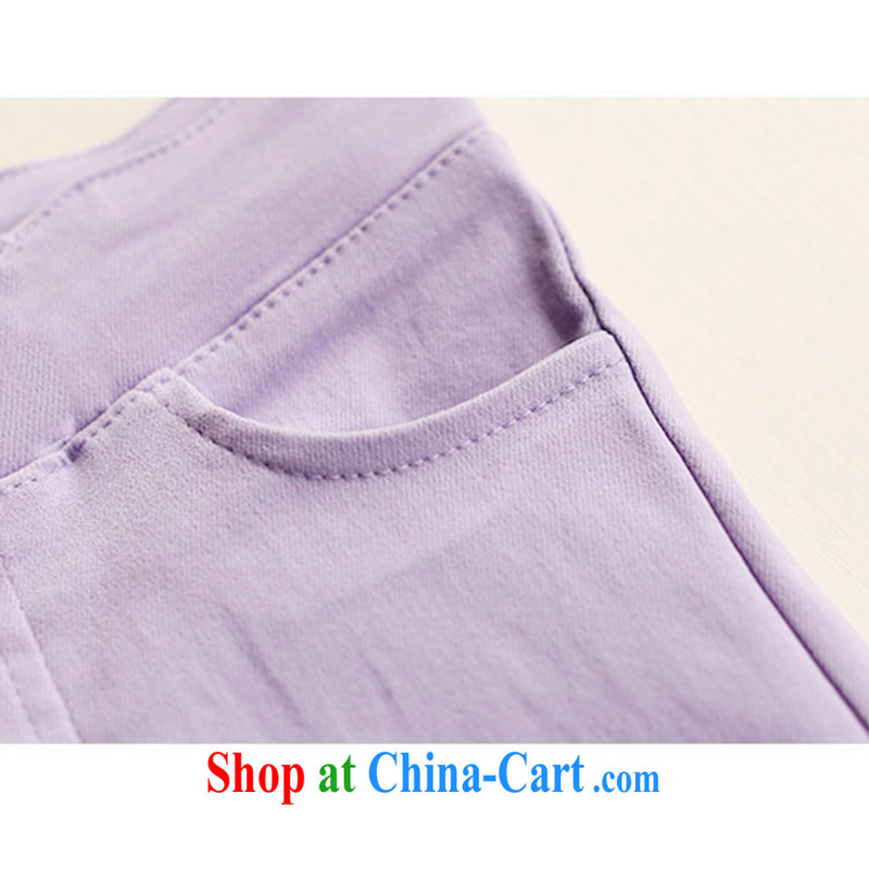 The Erez mark 2015 spring new and indeed intensify, Korean 200 Jack fat sister, through solid cultivation pants casual pants 4013 light purple XL (waist 76 - 96 cm) and the Erez. mark (OLAZY . MARK), online shopping