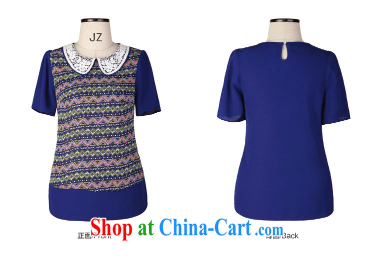 The multi-po-XL women 2015 spring and summer new thick MM lace doll for stitching graphics thin ice woven short sleeve shirt T female A 3552 dark blue 3XL pictures, price, brand platters! Elections are good character, the national distribution, so why buy now enjoy more preferential! Health