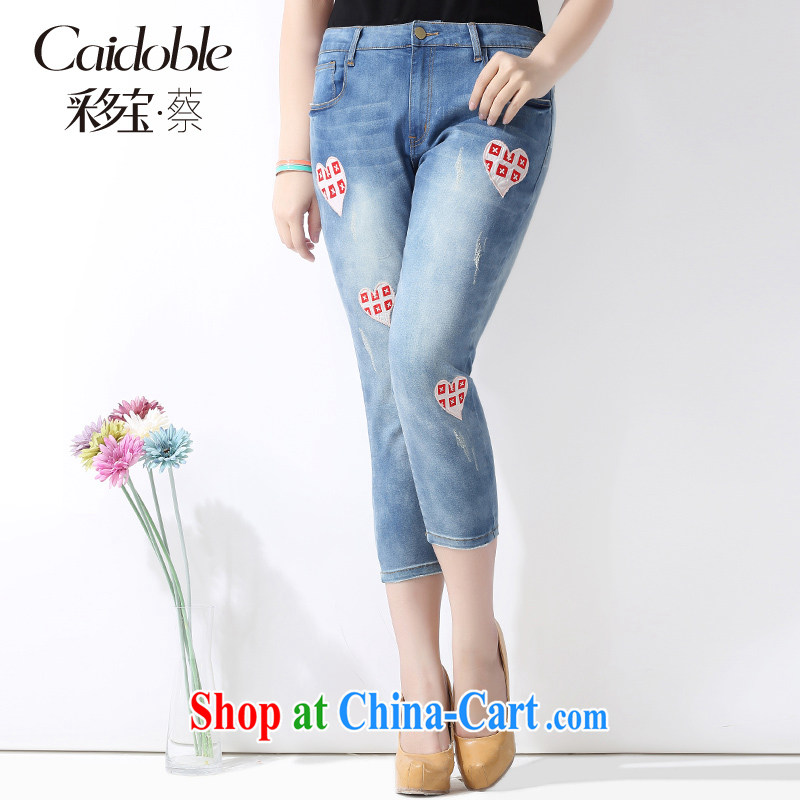 Picking a major, women 2015 spring and summer new thick MM 100 ground graphics thin mill white decals 7 pants leisure beauty K jeans 621 denim blue 34