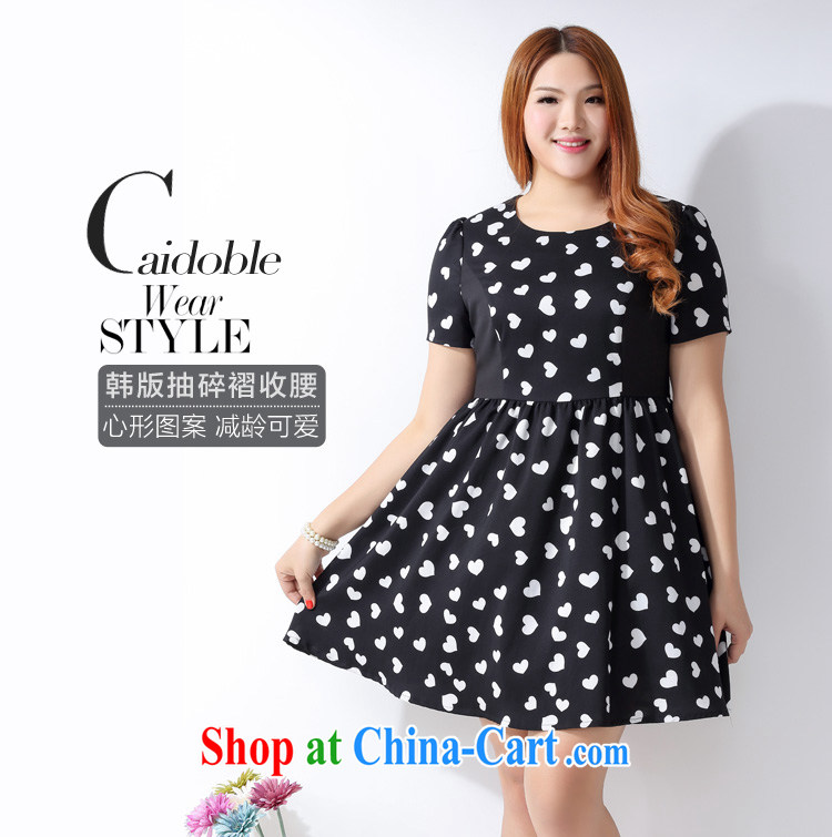 Picking a major, female 2015 spring and summer new, thick MM Korean high-waist-belt small wrinkled black and white commercial heart graphics thin short-sleeved dresses Q 1061 black 3 XL pictures, price, brand platters! Elections are good character, the national distribution, so why buy now enjoy more preferential! Health