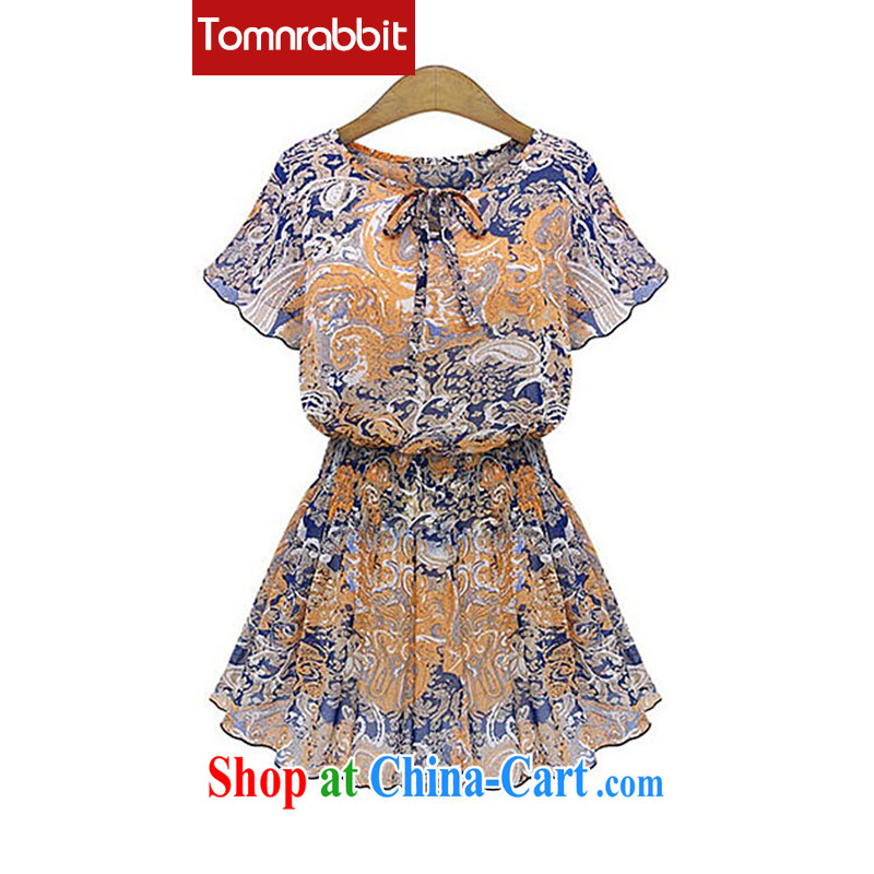 European and American style high-end stylish graphics thin ice woven dresses larger female and indeed increase orange large code 2 XL, Tomnrabbit, shopping on the Internet