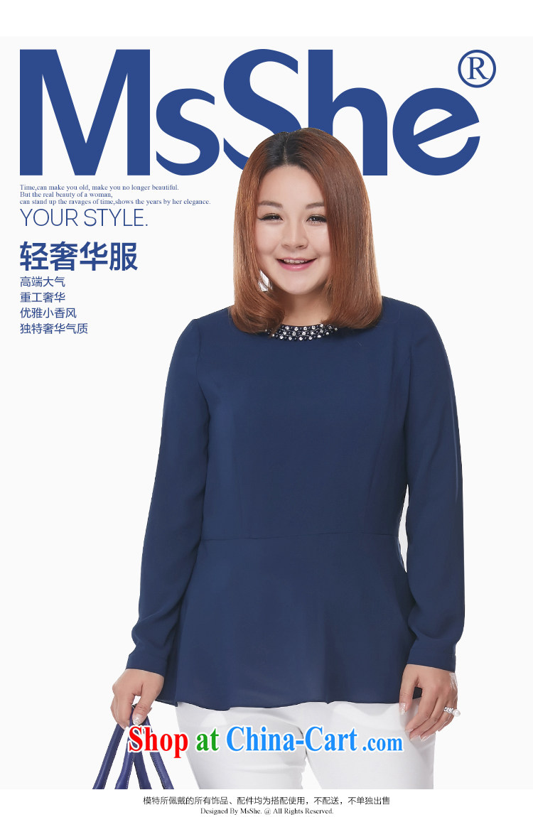 MSSHE XL women 2015 spring thick MM stylish staples snow Pearl woven shirts T-shirt 2823 blue 5 XL pictures, price, brand platters! Elections are good character, the national distribution, so why buy now enjoy more preferential! Health