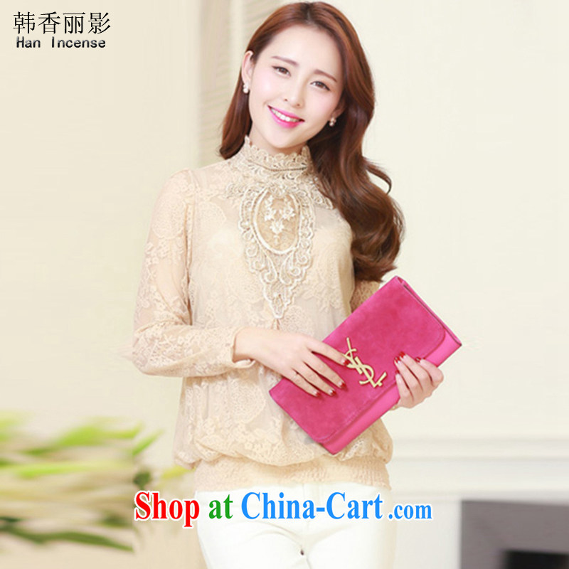 Korea, Hong Kong Film spring 2015 new women with thick MM long-sleeved video thin solid T pension female spring Y 5 503 apricot S
