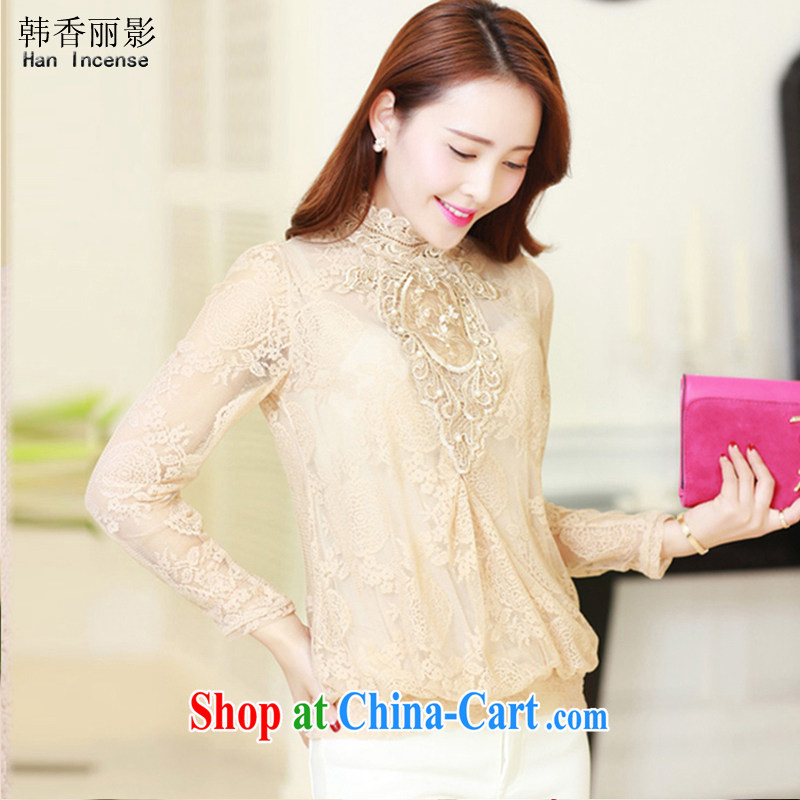 Korea, Hong Kong Film spring 2015 new female thick MM long-sleeved video thin solid T pension female spring Y 5 503 apricot S, Korea, Hong Kong, and shopping on the Internet
