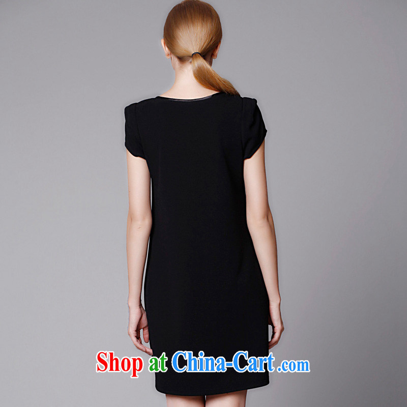Connie's dream European and American high-end style stamp duty dresses 2015 new summer is indeed the XL female 200 Jack Openwork stitching graphics thin skirt A 0013 black XXXXXL, Connie dreams, and shopping on the Internet