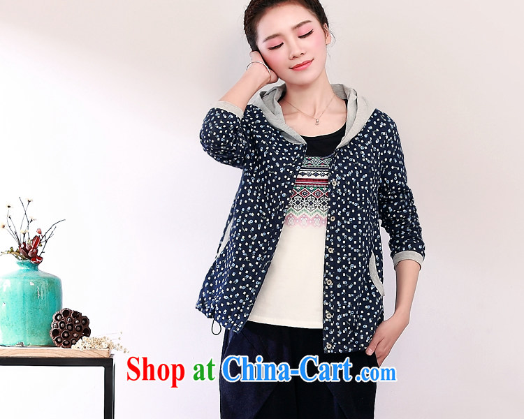 2015 DKchenpin larger female spring jacket coat mm thick loose cap on T-shirt casual jacket Tibetan blue 3 XL pictures, price, brand platters! Elections are good character, the national distribution, so why buy now enjoy more preferential! Health