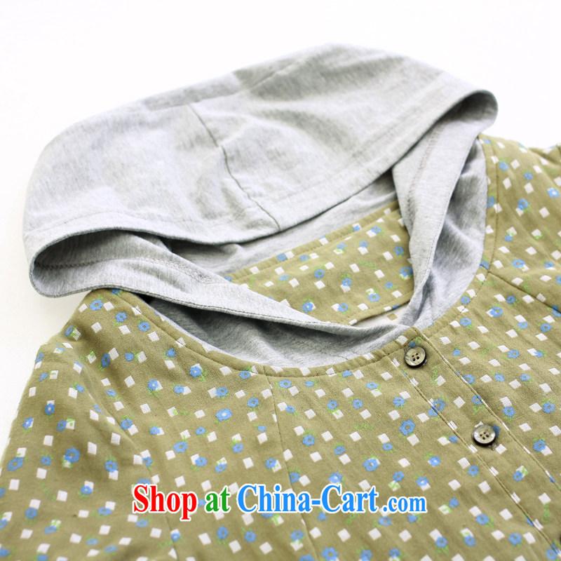 2015 DKchenpin larger female spring jacket coat mm thick loose cap on T-shirt casual jacket Tibetan blue 3 XL, DKCHENPiN, shopping on the Internet